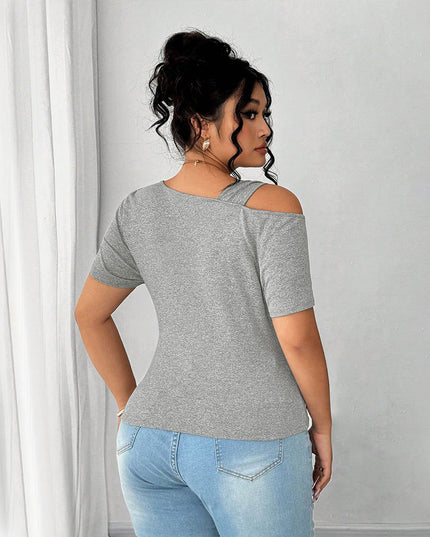 Simple Twist Design Irregular Short T-shirt