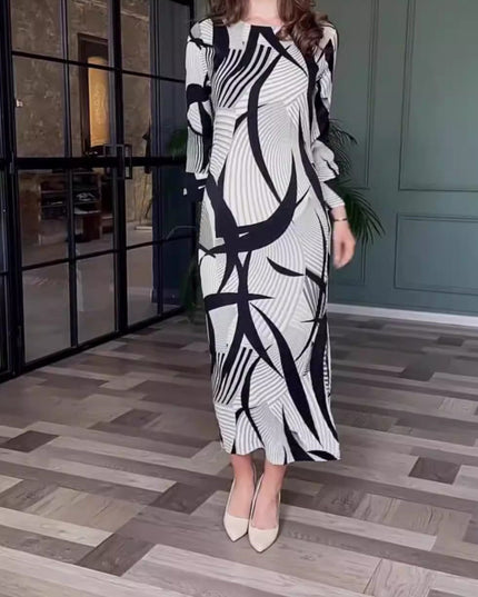 Printed Belt Maxi Dress