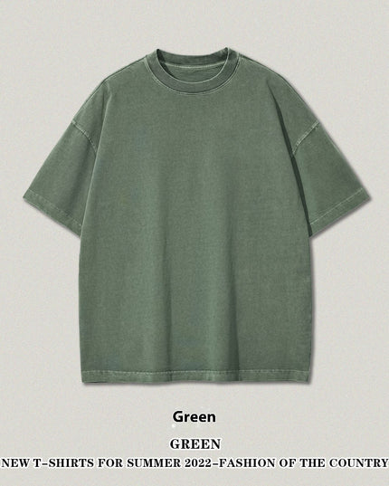 Washed Heavy Cotton Short Sleeve Retro