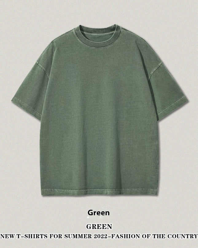 Washed Heavy Cotton Short Sleeve Retro