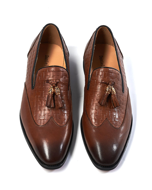 Men's Tassel Business Casual Leather Shoes Handmade Wedding Banquet