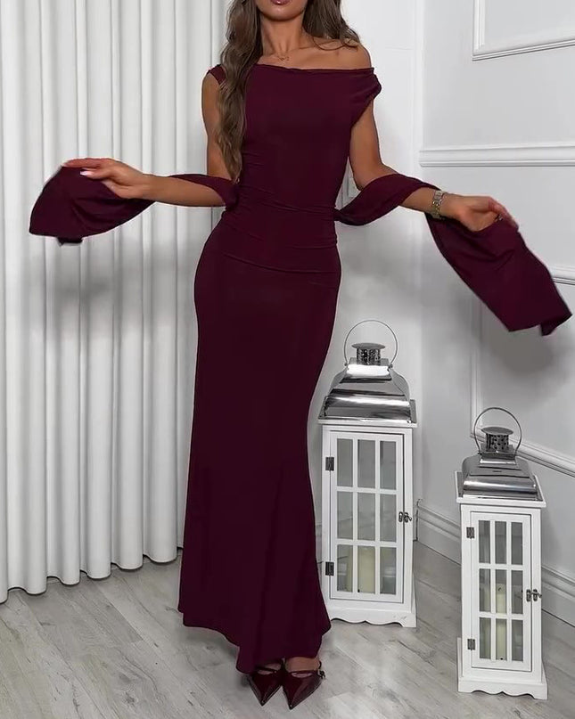 Burgundy Backless Strappy Maxi Dress