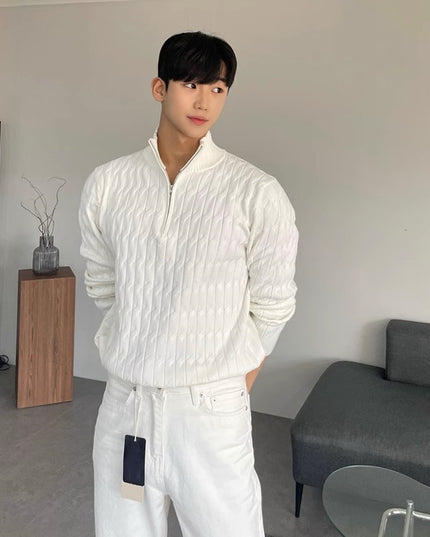 Half Turtleneck Zipper High-grade Lazy Pullover Long Sleeve Sweater
