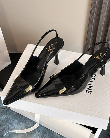 Square Toe Women's Toe Cap Sandals Low-cut High Heels