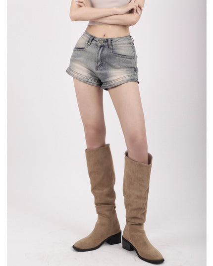Retro High Waist Slimming Denim Super Short