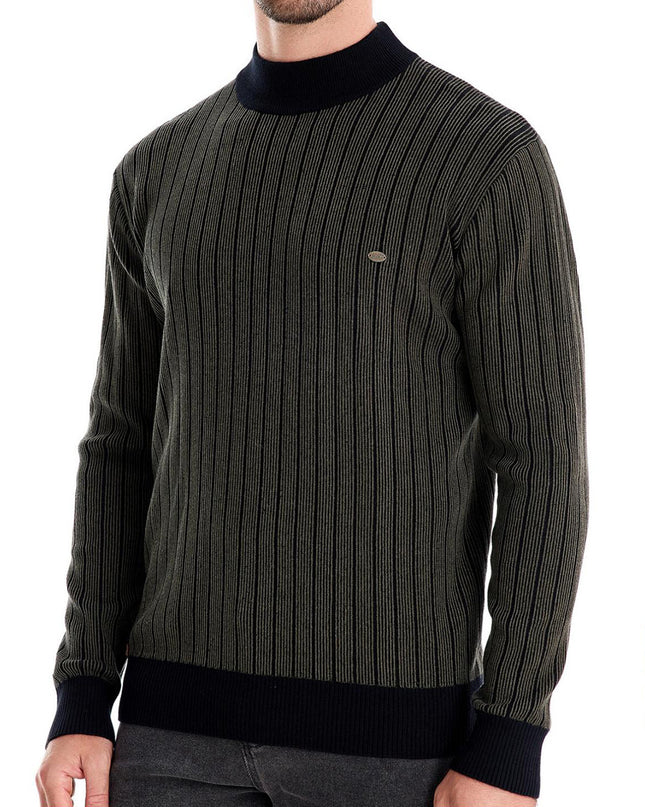 Half Turtleneck Slim Striped Top Fashion Men's Pullovers