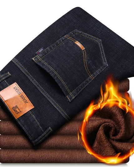 Thickened Plush Jeans Keep Men Warm In Winter