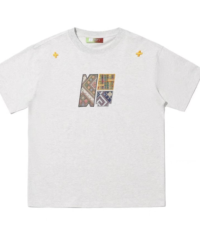 Paste Cloth Embroidery Retro Loose Casual All-match Short-sleeved T-shirt