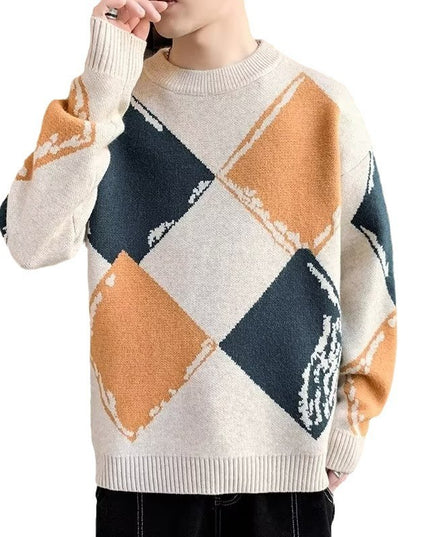 Casual Autumn And Winter Thickened Sweater Men's Round Neck Lazy Trendy Bottoming Shirt