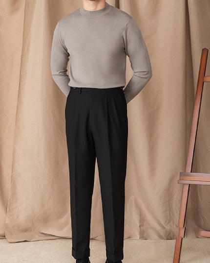 Self-heating Solid Color Basic Half Turtleneck Men's Sweater