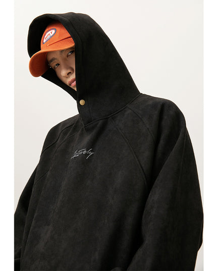 400g Suede Heavy Hooded Sweater Men's Autumn And Winter Split Design