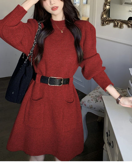 Long Sleeve Loose Knitted Base Dress Women