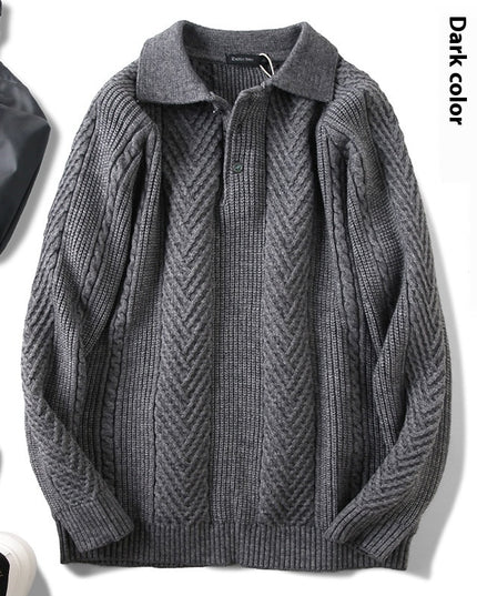 Fall Winter Polo Collar Pullover Sweater