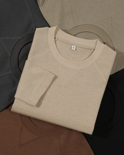 Double Sided Twill Cotton Solid Color Men's Raglan Sleeves