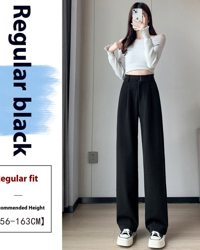 Female Autumn And Winter Loose Casual Woolen Straight-leg Pants