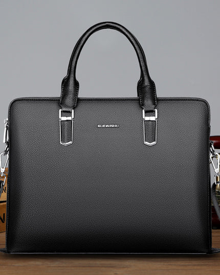 Men's Handbag Double Pull Large Capacity Business Computer Bag Authentic Leather Tactile Feel
