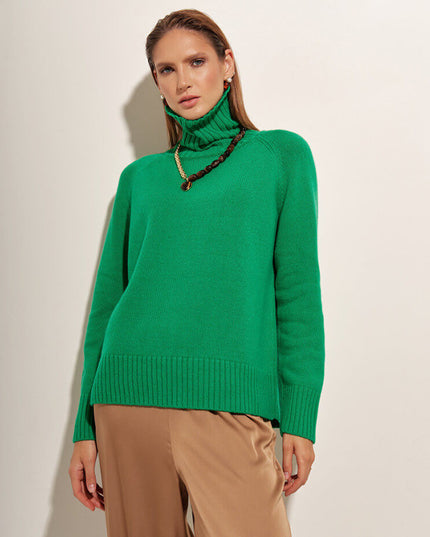 Elegant Commuter's All-matching Solid Color Raglan Sleeve Sweater For Women
