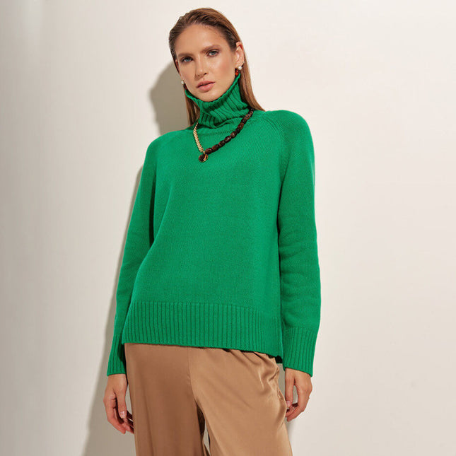 Elegant Commuter's All-matching Solid Color Raglan Sleeve Sweater For Women