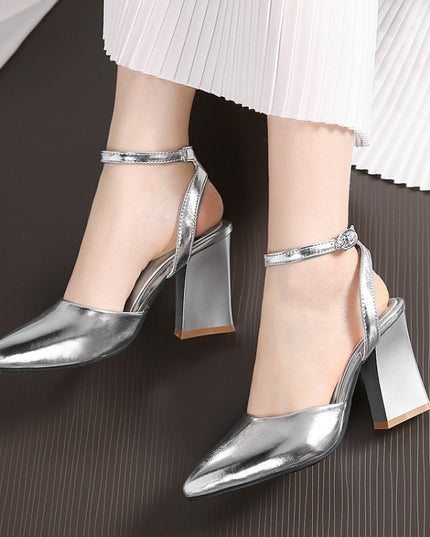 Women's Thick High Heel Pump Pointed Sandals