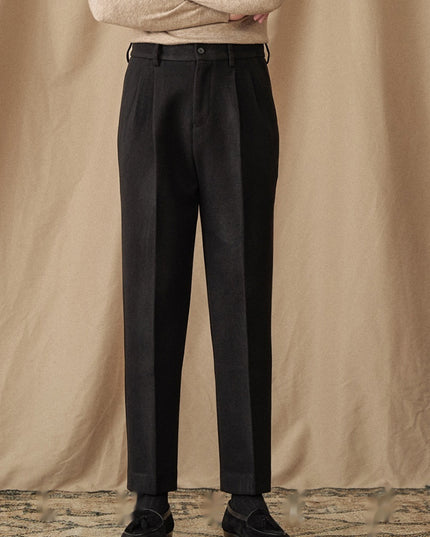 Winter Thickened Sanded Fabric Micro Straight Commute Leisure Suit Pants