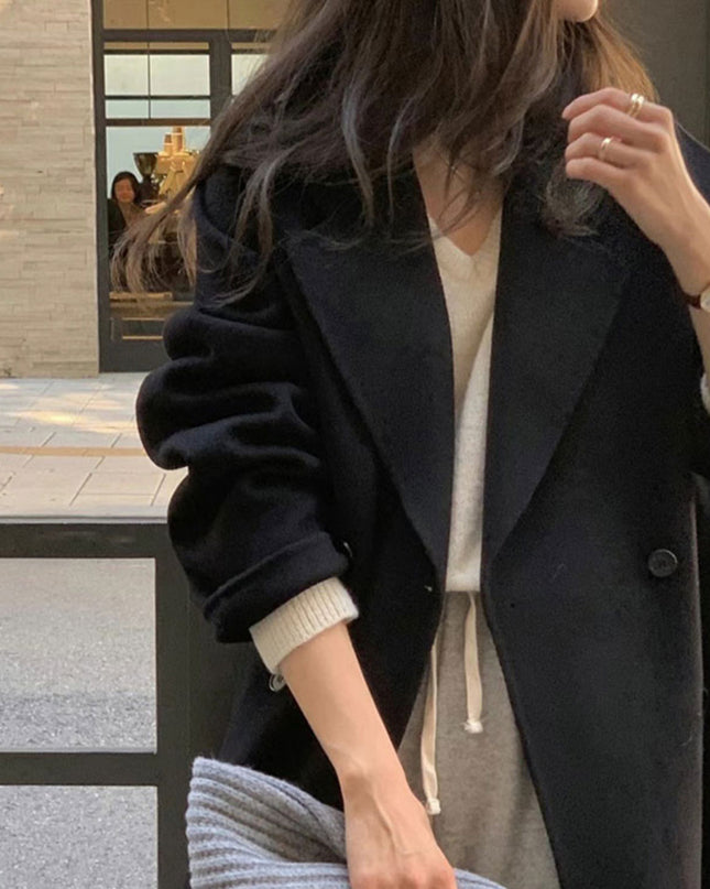 Solid Color Suit Reversible Cashmere Coat Coat