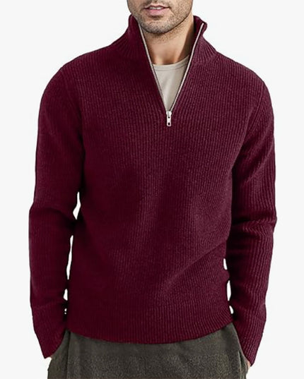 Men's Thickened Half-height Zip Collar Warm Sweater Coat