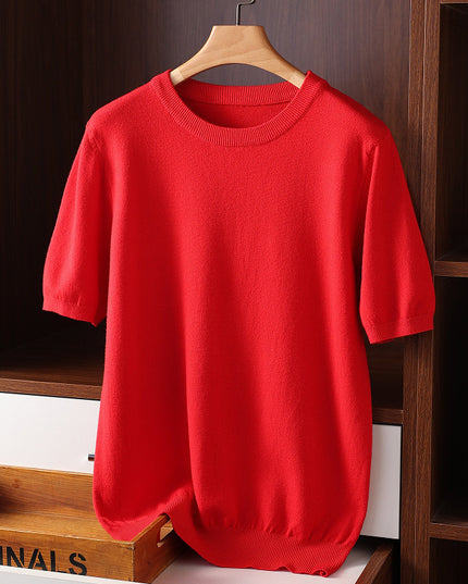 Summer Short Sleeve Men's Round Neck Thin Casual T-shirt Knitwear