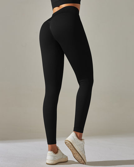 New High Waist Stretch Tights European And American Seamless Peach Hip Hip Lifting Breathable Running Sports Fitness