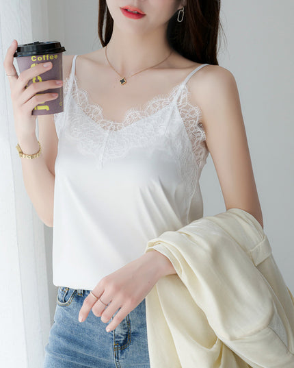 Eyelash Lace Camisole Women's Silk Satin Top
