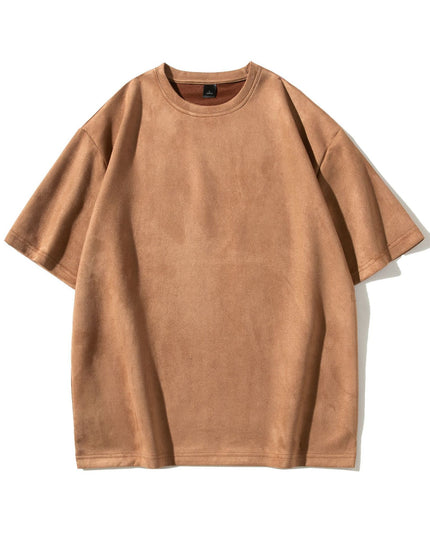 American Retro Short Sleeve T-shirt Men's Suede Loose