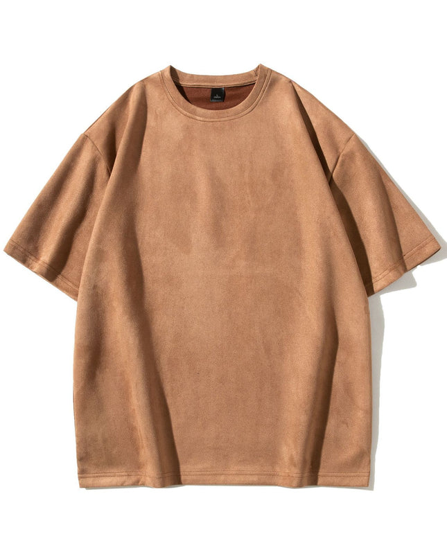 American Retro Short Sleeve T-shirt Men's Suede Loose