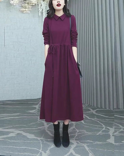 Fashionable High-end Solid Color Autumn And Winter New Plus Size Dress