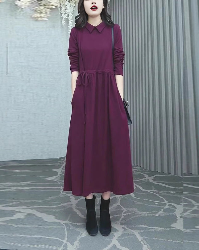 Fashionable High-end Solid Color Autumn And Winter New Plus Size Dress