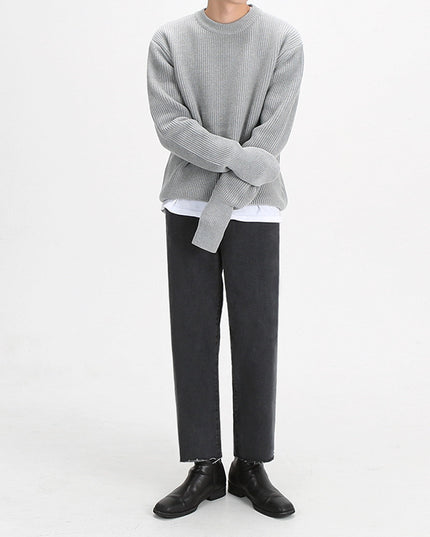 New Korean Style Trendy Loose Round Neck Knitted Coat