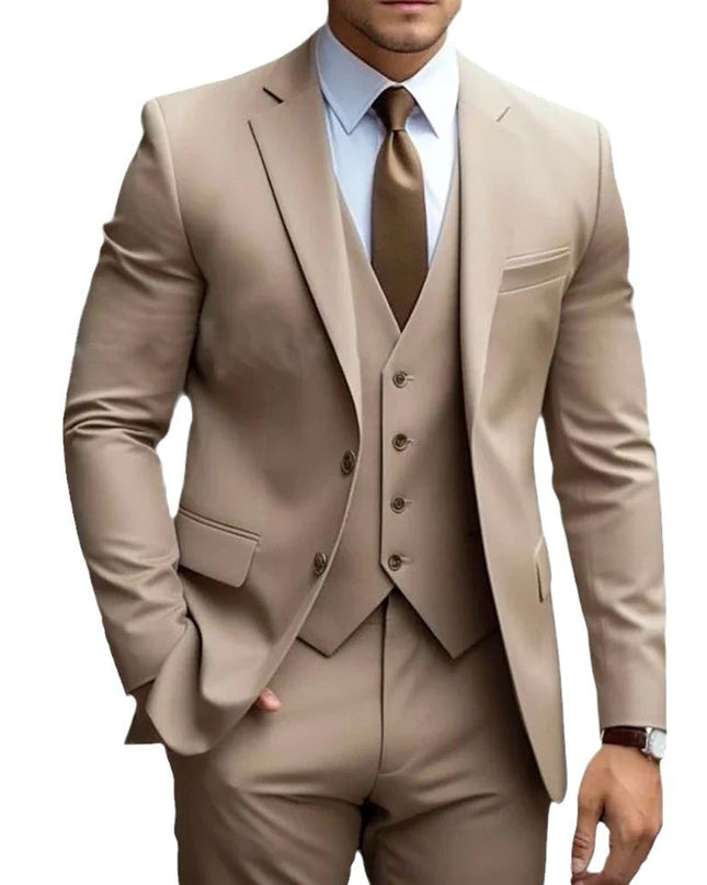 Business Casual Men's Three-piece Suit For Bridegroom Men's Wedding