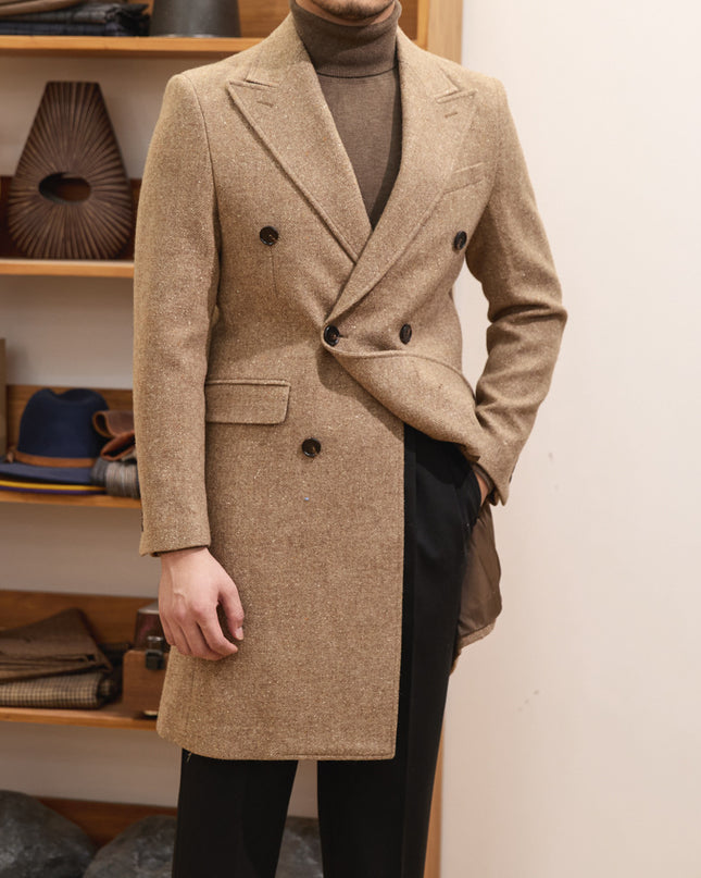 Autumn And Winter Brown Bar MACN Warm Wool Overcoat