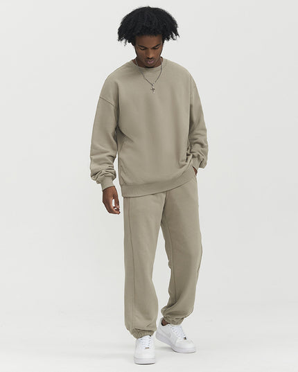 Fleece-lined Crew Neck Sweater Men's Loose Heavy Thickening