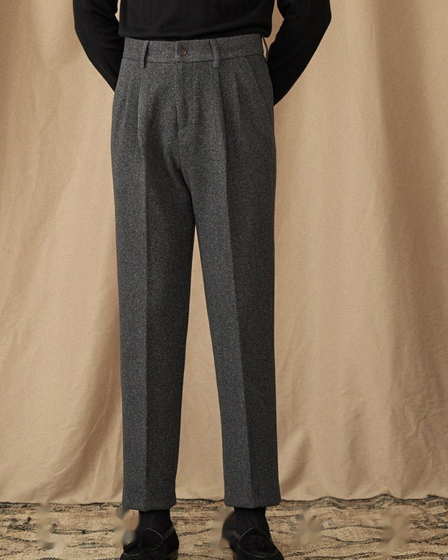 Winter Thickened Sanded Fabric Micro Straight Commute Leisure Suit Pants