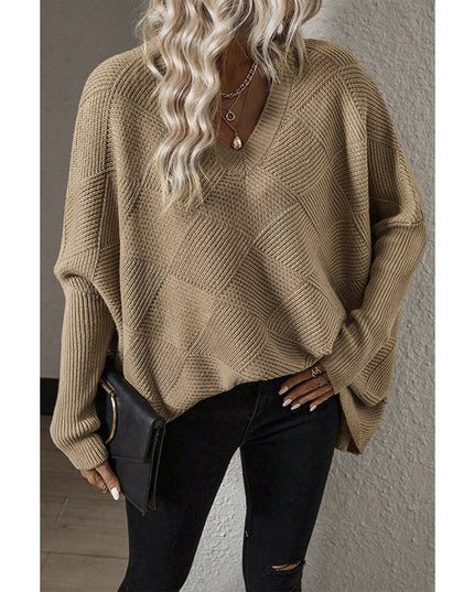 European And American Loose Oversize Knitted Textured Sweater For Women