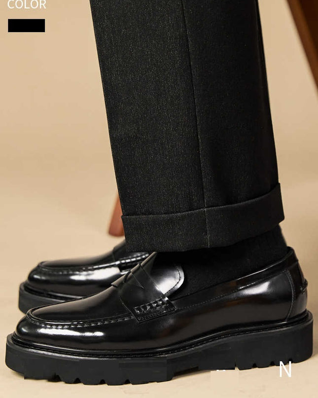 Handmade Slip-on Thick Bottom Increased By Business Casual Leather Shoes