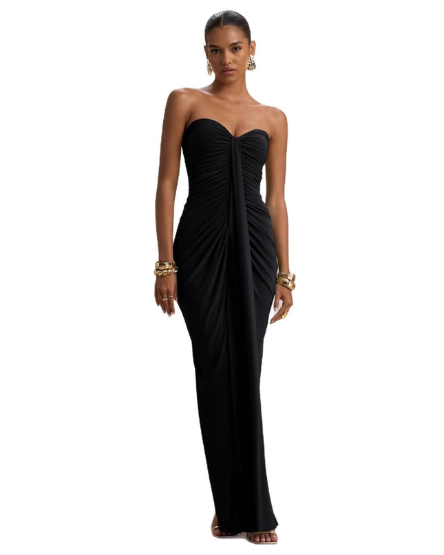 Sexy Bandeau Slim Fit Pleated Sheath Dress