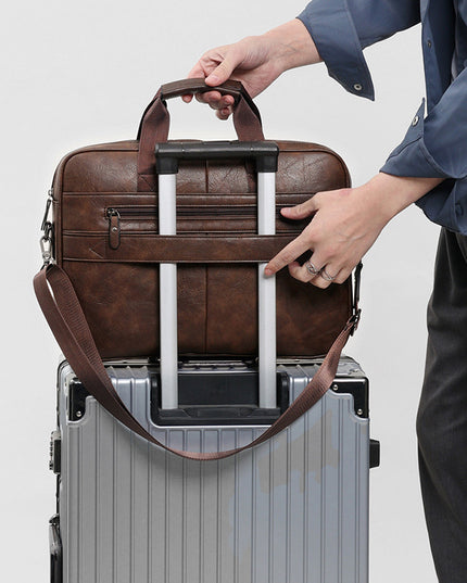 Men’s Retro Crazy Horse Briefcase | PU Leather, European & American Style