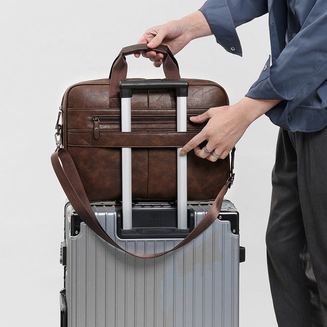 Men’s Retro Crazy Horse Briefcase | PU Leather, European & American Style