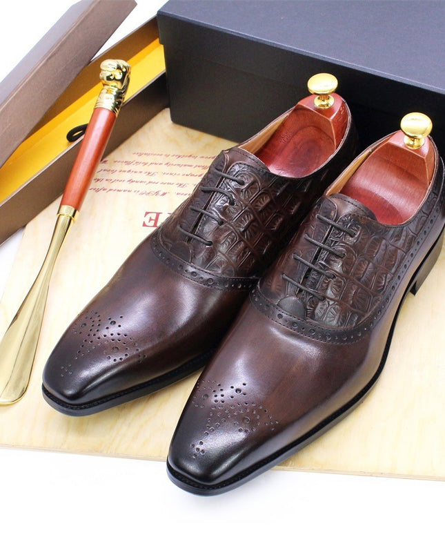 Men's Lace-up British Oxford Shoes Cowhide