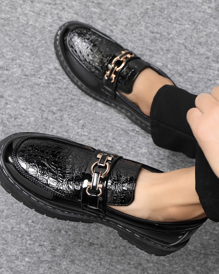 Glossy Casual Men's Youth British Leather Shoes
