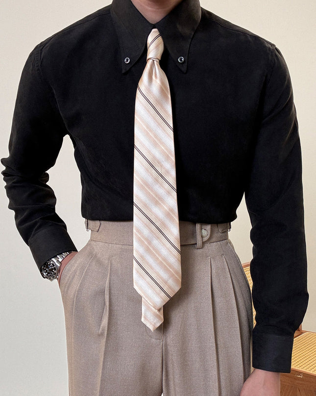 Spring Italian Large Pointed Collar Long-sleeved Shirt For Men