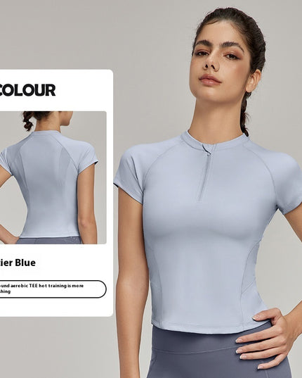 Breathable Sports Short-sleeved T-shirt Women's Waist Workout Top