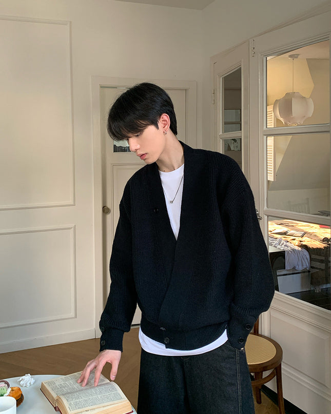 Niche Oblique Placket Design Sweater Men's Sweater