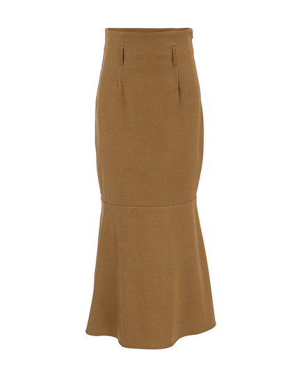 Retro Brown French Fishtail Skirt Autumn And Winter Temperament Drape