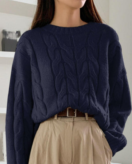 Round Neck Pure Color All-matching Trendy Sweater Top